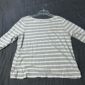 Gray and white striped shirt